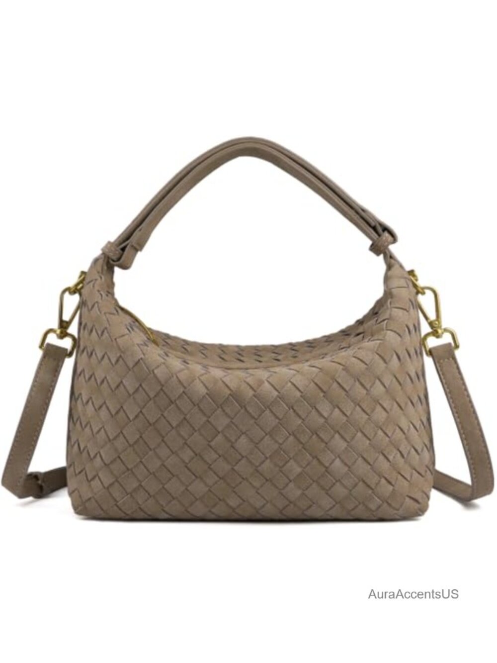 Woven Faux Suede Hobo Handbag Women's Crossbody Shoulder Purse Vintage Shoulder